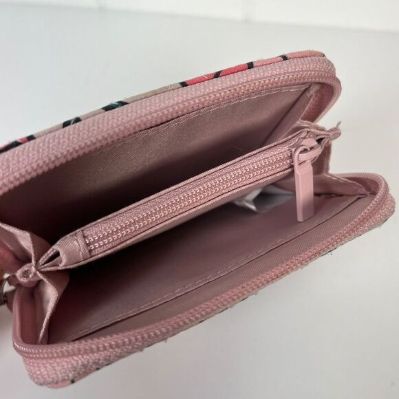Vera Bradley Pink Quilted Vintage Floral Zip-Around ID Case Wallet - Picture 4 of 13